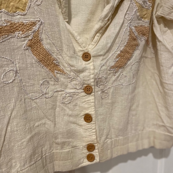 Venezia Vitale Vintage Cream Linen Cardigan with Shawl Collar & Floral Appliques - Picture 11 of 13